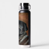 ブラックパグパーソナライズされたド ウォーターボトル (背面)