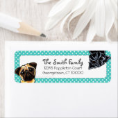 ブラックパグフェイヌプグアップダウンティール(緑がかった色)ドット ラベル (インサイチュ)