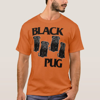 ブラックパグフラッグパンクロックドググンブルデザイン Tシャツ