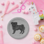 ブラックパグ犬が可愛い漫画のイラストレーショングレーを生み出す ペーパープレート (パーティー)