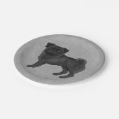 ブラックパグ犬が可愛い漫画のイラストレーショングレーを生み出す ペーパープレート (アングル)