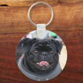 ブラックパグ犬 キーホルダー (正面)