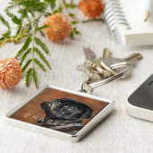 ブラックパグ犬 キーホルダー (側面)