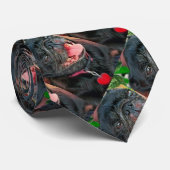 ブラックパグ犬 ネクタイ (ロール)