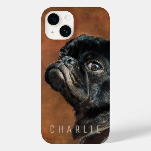ブラックパグ犬 Case-Mate iPhoneケース (裏面)