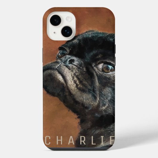 ブラックパグ犬 iPhoneケース (裏面)
