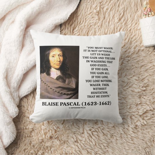 ブラックパスカルゲイン損失を賭ける神の存在引用文 クッション (ブランケット)