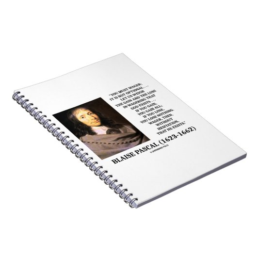 ブラックパスカルゲイン損失を賭ける神の存在引用文 ノートブック (右側)