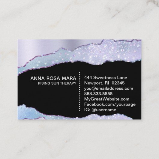 *~*ブラックパステルアゲートジードシルバーグリッターグラム 名刺 (裏面)