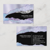 *~*ブラックパステルアゲートジードシルバーグリッターグラム 名刺 (正面/裏面)