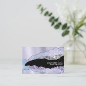 *~*ブラックパステルアゲートジードシルバーグリッターグラム 名刺 (スタンド正面)