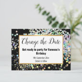 ブラックパステルエレガントスポット日付の変更RSVP 出欠カード (スタンド正面)