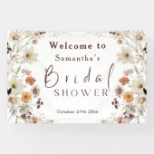 ブラックパステルボホワイルドフラワーモダンブライダルシャワー 横断幕 (横)