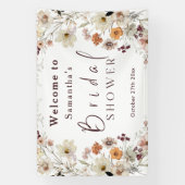 ブラックパステルボホワイルドフラワーモダンブライダルシャワー 横断幕 (縦)