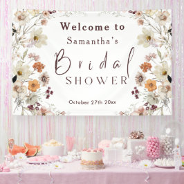 ブラックパステル ボーホー ワイルドフラワー モダン ブライダルシャワー 横断幕