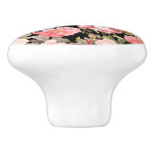 ブラックパタビクトリアンーン上のピンクバラ セラミックノブ (側面)