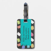 ブラックパターカラフルンモノグラム上のブラシストローク ラゲッジタグ (裏面縦)