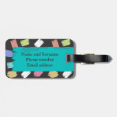 ブラックパターカラフルンモノグラム上のブラシストローク ラゲッジタグ (裏面横)