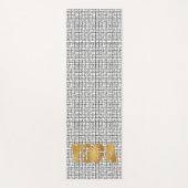 ブラックパターンにシルエットを施したゴールデンYOGA文字 ヨガマット (正面)