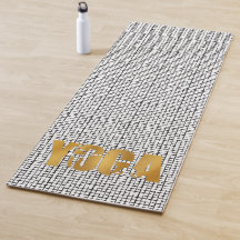 ブラックパターンにシルエットを施したゴールデンYOGA文字