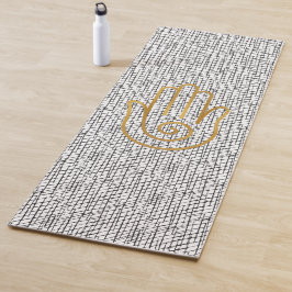 ブラックパターンに黄金のハンサの手記号 ヨガマット