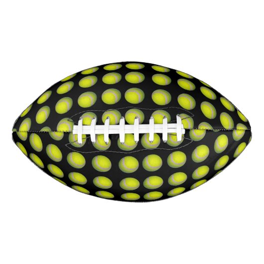 ブラックパターンの黄色いテニスボール アメリカンフットボール (正面)