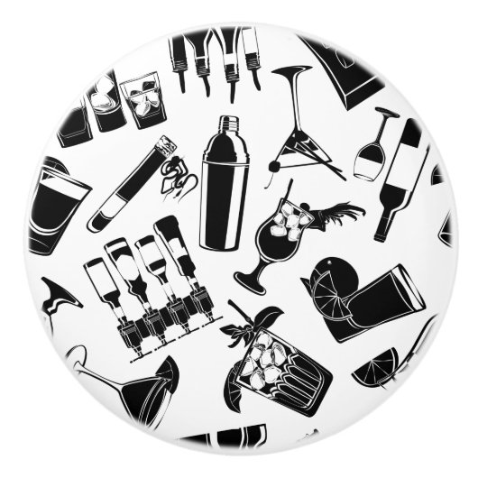 ブラックパターンカクテルバー セラミックノブ (正面)