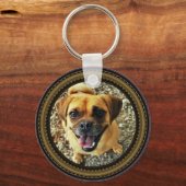 ブラックパターンキーチェーン上のペットの写真2 キーホルダー (正面)