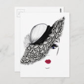 ブラックパターンハットレディ ポストカード (正面/裏面)