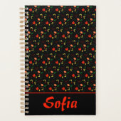 ブラックパターンフローラポピー野花プランナー プランナー手帳 (正面)