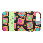 ブラックパッチワークキルトブロック名パーソナライズされた Case-Mate iPhoneケース (裏面(横))