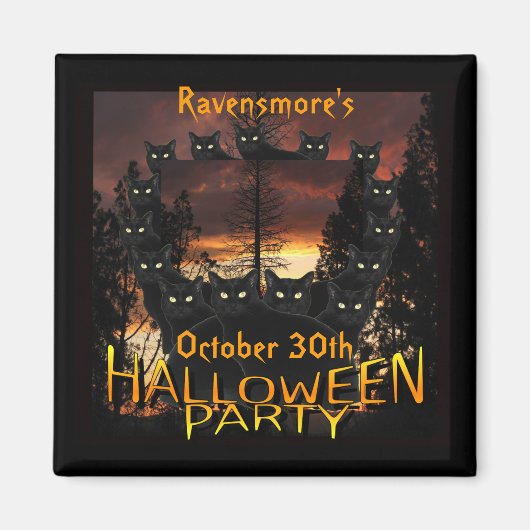 ブラックパトロール猫ハローウィンパーティ磁石 マグネット (正面)