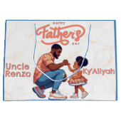 ブラックパパとドーターフィフストバンプオレンジ&ブルー ラージペーパーバッグ (正面)