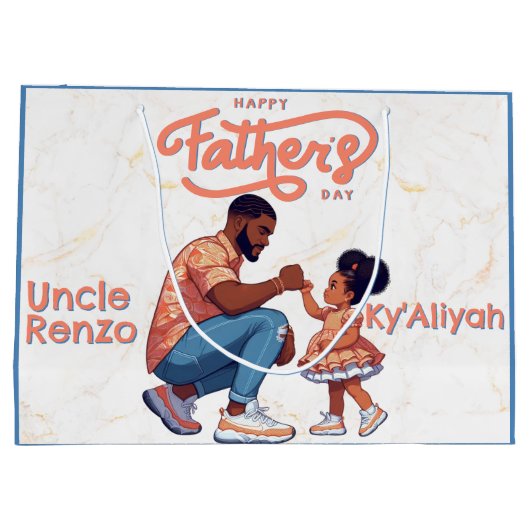 ブラックパパとドーターフィフストバンプオレンジ&ブルー ラージペーパーバッグ (裏面)