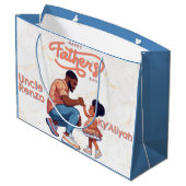 ブラックパパとドーターフィフストバンプオレンジ&ブルー ラージペーパーバッグ (裏面アングル)