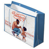 ブラックパパとドーターフィフストバンプオレンジ&ブルー ラージペーパーバッグ (正面アングル)