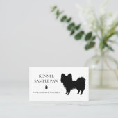 ブラックパピヨンシルエットドッグケンネルまたはブリーダー 名刺 (スタンド正面)