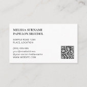 ブラックパピヨンシルエットドッグケンネルまたはブリーダー 名刺 (裏面)