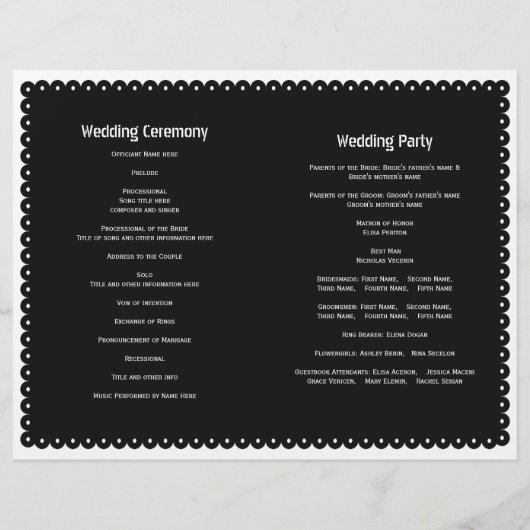 ブラックパペル結婚ピカドのフィエスタ折り畳みプログラム (裏面)