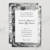 ブラックパリエッフェルタワーミュージック結婚式招待状 招待状 (正面/裏面)