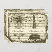 ブラックパリエッフェルタワー音楽クリームザデイト保存 案内ポストカード (正面/裏面)