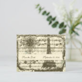 ブラックパリエッフェルタワー音楽クリームザデイト保存 案内ポストカード (スタンド正面)