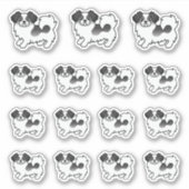 ブラックパルティカラーチベットスパニエル犬漫画犬 シール (正面)