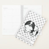 ブラックパルティカラーポメラニア犬ドッグ&カスタム文字 プランナー手帳 (ディスプレー)