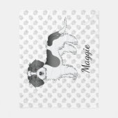 ブラックパルティカラーミニゴールデンドールドッグ&ネーム フリースブランケット (正面)