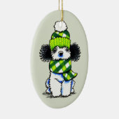 ブラックパルティ玩具プードルプレイドスカーフ セラミックオーナメント (右)