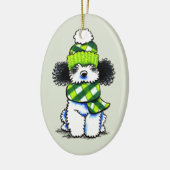 ブラックパルティ玩具プードルプレイドスカーフ セラミックオーナメント (左)