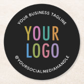 ブラックパルプボードコースターとビジネスロゴバルク ラウンドペーパーコースター (正面)