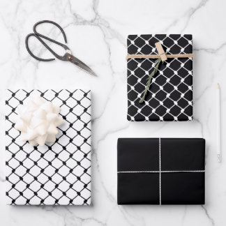 ブラックパレスティナケフィエパタンデザイン ラッピングペーパーシート