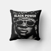 ブラックパワーアフロ美しい女性ポートレート(AI+Human) クッション (裏面)